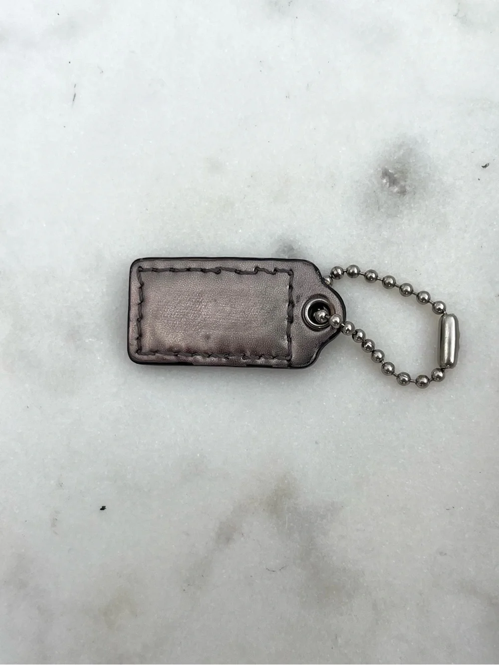 COACH Shiny Patent Leather Hang Tag, Gray Silver